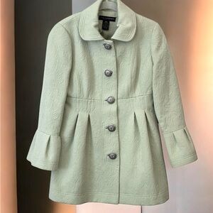 Celadon green jacquard mod babydoll jacket fancy buttons